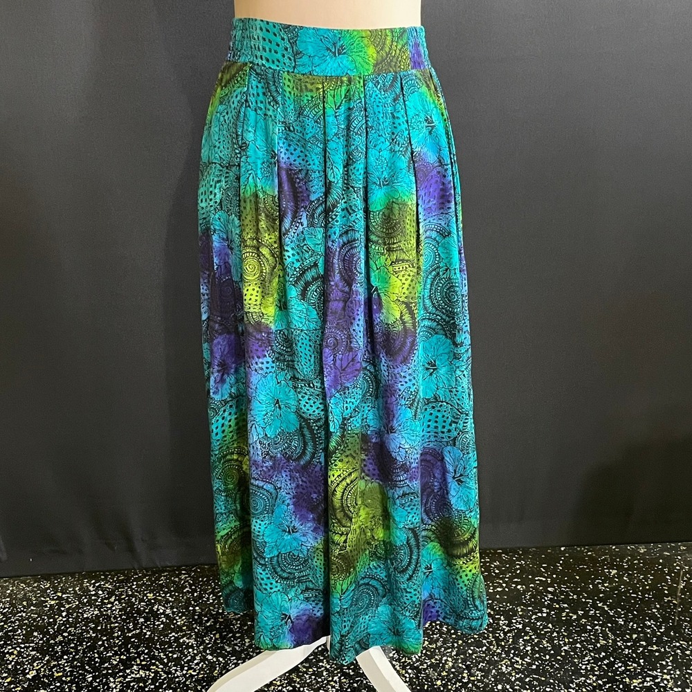 Norton McNaughton Maxi Skirt Women 6 Teal Green Purple Good Vintage Psychedelic